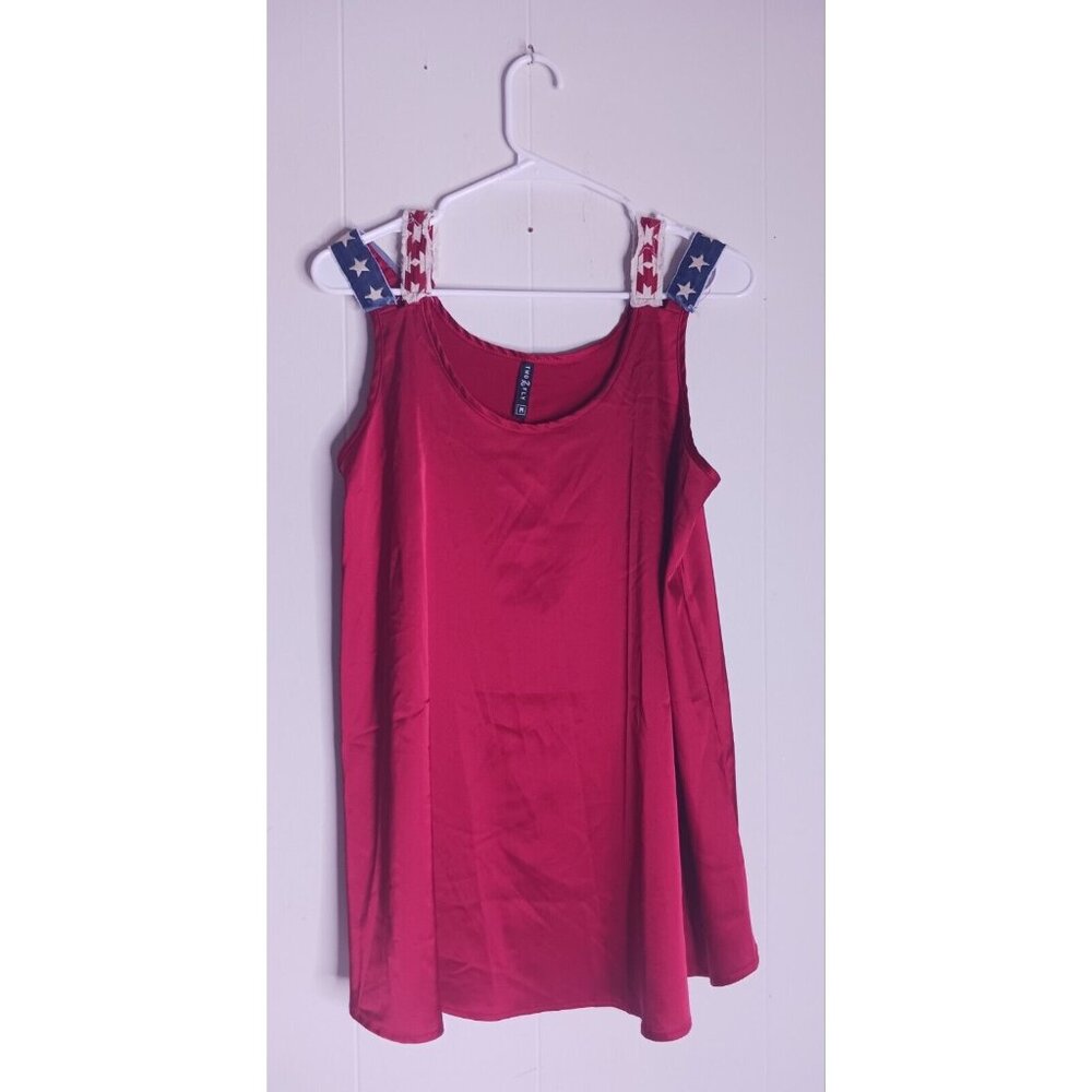 Women’s Red Tank Top with Star-Print Straps